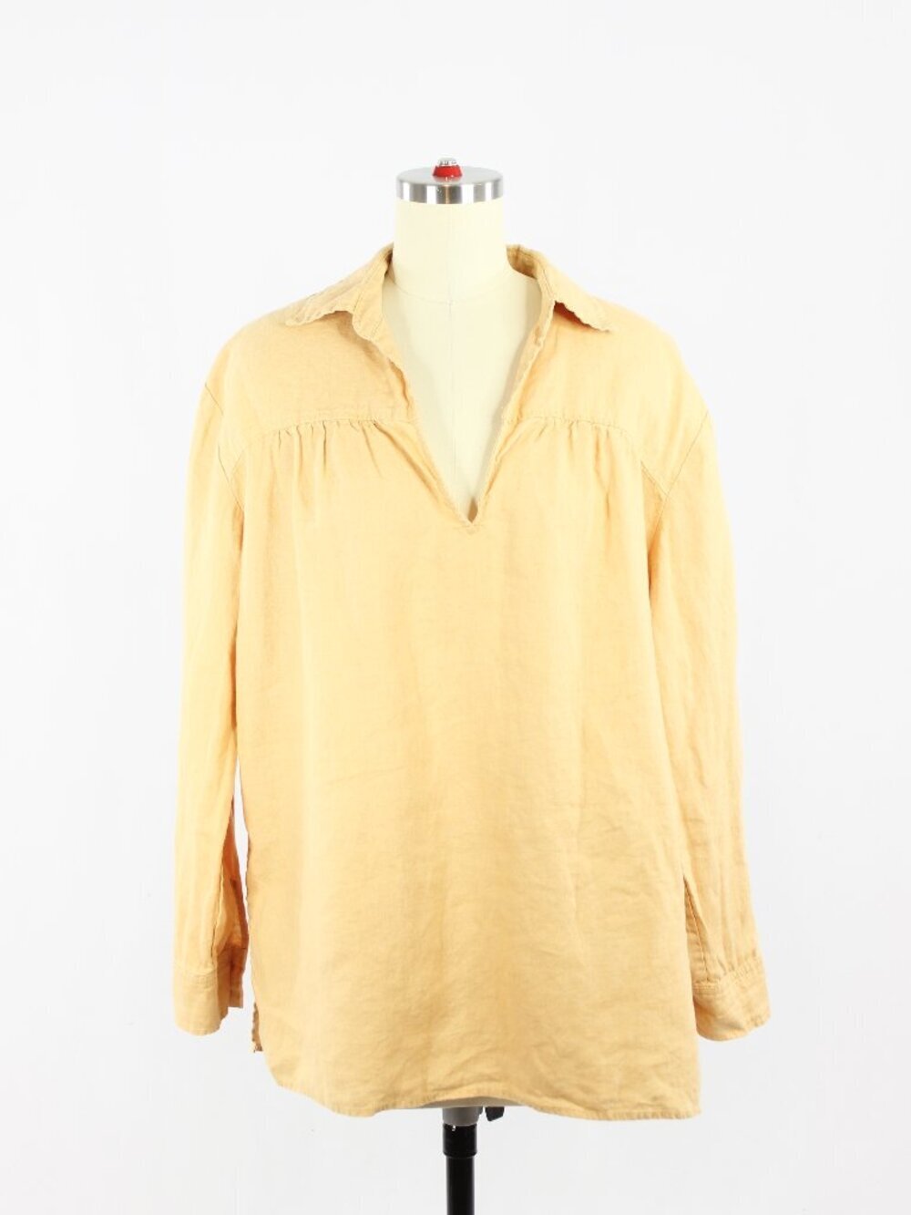Aritzia LITTLE MOON Seafront Peach 100% Linen Relaxed Tunic Blouse, Size S